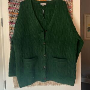 Great Merino wool cardigan by J. Crew. NWT Hunter Green